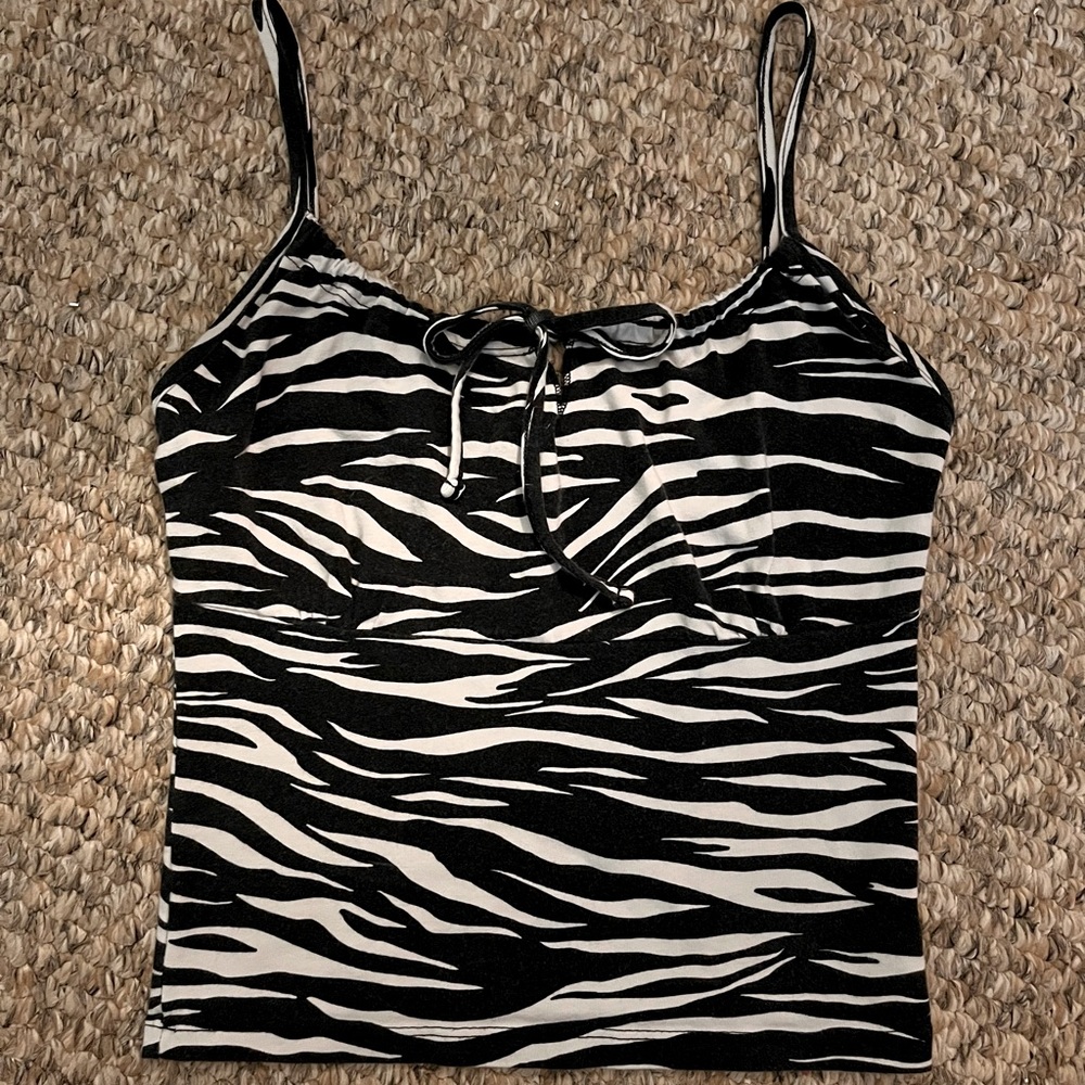 John Galt/Brandy Melville Jennifer Zebra Print Cropped Tank